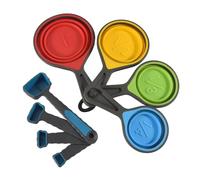 Kueohse Juego de Tazas y Cucharas Medidoras de Silicona Plegables, Cucharas Medidoras para Cocinar, Hornear, Dosificador, Ayuda de DosificacióN