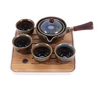 Kueohse Juego de Té de Porcelana Gongfu Juego de Tetera PortáTil con Tetera de RotacióN 360 e Infusor PortáTil en para Regalo B