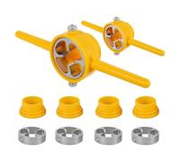 Kueohse Juego Matrices NPT 6 Piezas, Herramienta para Hacer Roscas PVC, Herramienta Plomería para Enhebrar Tuberías, Juego Matrices Redondas NPT Manual para Tuberías PVC, Amarillo