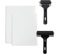 Kueohse Kit de 4 Placas de Impresión en Gel: Incluye Placas de 8 X 10 y 5 X 7 Pulgadas y Rodillos Brayer de 2,4 y 4 Pulgadas, para Manualidades y Diarios.