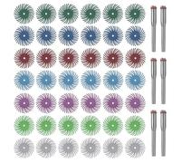 Kueohse Kit de 42 Discos de Cerdas Radiales de 1 Pulgada con Vástago de 1/8 Pulgada para Herramienta Rotativa, Cepillo Abrasivo de Grano Mixto, Almohadilla de Pulido de Huecos.