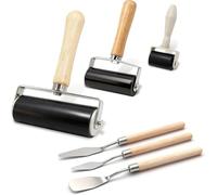 Kueohse Kit de 6 Rodillos de Goma Brayer, 3 Tamaños de Rodillos de Goma con 3 Raspadores para Impresión, Papel Tapiz, Tinta, Estampado, Pegado y Aceite.