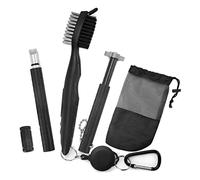Kueohse Kit de Limpieza de Palos de Golf, Cepillo de Golf RetráCtil y 2 Afiladores de Ranuras de Palos de Golf para Ranuras en U y V, Kit de Limpieza de Palos de Golf