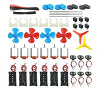 Kueohse Kit de Motores de CC, Minimotor Eléctrico para Aficionados, 3 V-12 V, 25 000 RPM, Magnético Potente, con Hélice de Eje y Soporte para Batería.