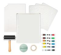 Kueohse Kit de Planchas de Impresión en Gel, con Placa de Gelatina de 20 X 25 Cm, Papel para Grabado, Pintura Acrílica para Arte, Monoimpresión y Fabricación de Tarjetas.