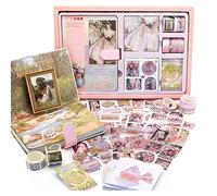 Kueohse Kit de scrapbooking estético, cinta de aceite vintage, bloc de notas B6, accesorios de scrapbooking, pegatinas de arte, B