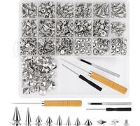 Kueohse Kit de Tachuelas y Clavos Punk 543P con Tachuelas de Árbol de Metal Punk de 8 Tamaños y Tachuelas Planas Pyrami de 2 Tamaños para