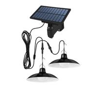 Kueohse Lámpara Colgante Solar para Exteriores, Lámpara LED Impermeable, Candelabro de Doble Cabezal, Decoraciones para Exteriores, Cobertizos, Graneros y Habitaciones