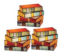 Kueohse LáMpara de Libros Apilados de Vidrieras de 3 Piezas, LáMpara de Vidrio de Libros Apilados, LáMparas de Libros de Escritorio de Mesita de Noche de Vidrio Hechas una Mano Vintage