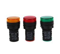 Kueohse Lampara de luz Verde Amarillo Rojo 22mm Panel de Controlador de indicacion LED AC220V 3 Piezas