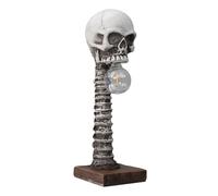Kueohse Lámpara de Mesa con Columna Vertebral y Esqueleto de Calavera de Resina, Estatua 3D de Terror, Luz de Escritorio para Decoración de Halloween, Decoración del Hogar