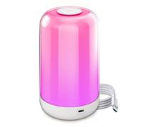 Kueohse Lámpara de Mesa de Noche Inteligente con Bluetooth y Luz LED RGB Regulable, Recargable, Ideal para Niños, Ideal para Camping.