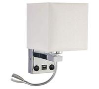 Kueohse LáMpara de Pared LED Cabecera Aplique de Noche para Dormitorio Aplique con Interruptor USB Cabecera Interior Luces de Pared para Hotel en Casa (Sin Bombillas)