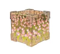 Kueohse Lámpara Noche con Forma Cubo con Espejo Tulipanes para Bricolaje, Decoración para Habitación, Adorno Hecho A Mano, Paquete Material, Decoración Escritorio, Color Rosa