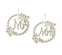 Kueohse Letreros Florales de Madera para Sillas de Boda de y Sra., Decoración de Silla de Novia, Letreros de Boda para Novios y Sillas de Novia