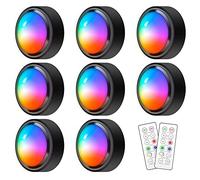 Kueohse Luces de Disco con Control Remoto, Luces LED RGB de 16 Colores para Debajo del Gabinete, InaláMbricas, Luces de Disco con Pilas para Armario, Dormitorio