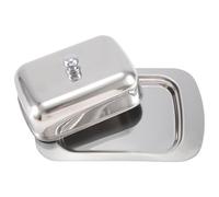 Kueohse Lujoso Contenedor Caja de Mantequilla de Acero Inoxidable, Bandeja de Almacenamiento Servidor de Queso Brillante con Tapa FáCil de Sujetar