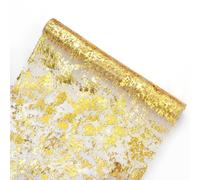 Kueohse Mantel Individual Desechable Redondo, una Estera de Fina con Metal Brillante y Color Dorado. Decoración Central de Mesa de Comedor