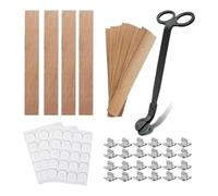 Kueohse Mechas de Madera para Velas con Cortador de Mechas, Kit para Cortar Mechas de Vela para Hacer Velas Tú Mismo.