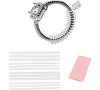 Kueohse Medidor de Anillos para Anillos Sueltos (Paquete de 12), 4 Tamaños, Medidor de Banda en Espiral, Protector de Anillo de TPU Transparente para Mujeres y Hombres.