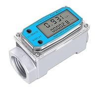 Kueohse Medidor de Flujo de Agua de Turbina Digital Pantalla LCD Digital con Contador NPT y Medidor de Flujo de Combustible de GasóLeo con Rosca FNPT (1 Pulgada)