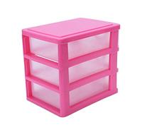 Kueohse Mini Caja de Almacenamiento de Plástico Tipo Cajón Translúcido (Rosa Rojo 3)