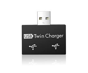 Kueohse Mini Concentrador USB PortáTil una 2 Puertos Adaptador de Concentrador de Cargador Divisor USB Extensor de Carga USB Doble para Computadora de TeléFono Negro