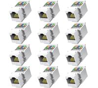 Kueohse Módulo Ethernet Jack Hembra A Hembra Cat6 RJ45, Acoplador Sin Herramientas, 12 Unidades, Panel Gigabit (para Paneles de Conexión)