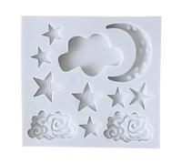 Kueohse Molde para Hornear Pasteles de Silicona Fondant,Molde de Chocolate con Forma de Estrella y Luna,Moldes de Nubes,Accesorios DecoracióN de Pasteles para Herramientas de Bricolaje