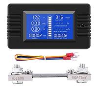 Kueohse Monitor de BateríA CC Medidor de Potencia AmperíMetro Digital CC 0-200 V DerivacióN 100 a MultíMetro, Medidor VoltíMetro Probador de Capacidad