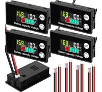 Kueohse Monitor de Batería Digital para Carrito de Golf (Paquete de 4), 8-100 V, 12 V, 24 V, 36 V, 48 V, 60 V y 72 V, con Pantalla LCD para Embarcaciones, Automóviles y Motocicletas.