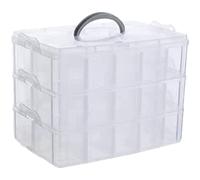 Kueohse Organizador de Arte, Manualidades y Joyas, Organizador Apilable de PláStico Transparente de 3 Niveles con 30 Compartimentos Ajustables
