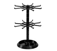 Kueohse Organizador de joyas, 2 niveles, soporte giratorio para joyas, torre de collar giratorio, estante de almacenamiento para pendientes, vitrina de reloj, fácil instalación