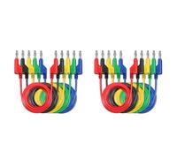 Kueohse P1036 10 Piezas Conector Banana de Cobre de 4 mm A Conector Banana Multímetro Cables de Prueba Cable de PVC Blando Cable de 1 M 1000 V 15 A