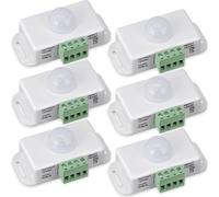 Kueohse Pack de 6 sensores PIR LED de 12 V 24 V Sensor de movimiento Sensor de movimiento Interruptor de luz Sensor de infrarrojos Función de temporizador de movimiento