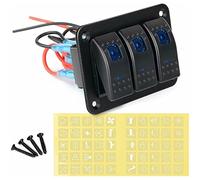 Kueohse Panel de Aluminio de 3 Bandas Toggle Dash 5 Pines ON/Off Interruptor Basculante Precableado para AutomóVil, Coche, Marino