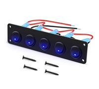 Kueohse Panel de Interruptor Basculante de Tablero Redondo de 5 Bandas, Resistente Al Agua, 12-24V, LED para RV, Coche Marino, Marino,