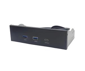 Kueohse Panel Frontal USB para PC 2 Puertos USB 3.2 GEN1 5 Gbps + 1 Puerto Type-C 10 Gbps/20 Gbps Hub para Bahía de Unidad de Disquete de 5,25 Pulgadas de Escritorio