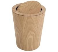 Kueohse Papelera de Madera Maciza de 10 L con Tapa Abatible - Papelera Redonda Ecológica para Oficina y Hogar B