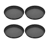 Kueohse Paquete 4 Bandejas para Tartas Quiche, Bandeja para Hornear Pizza Perforada Redonda de 5,0 Pulgadas, Bandeja para Tartas Antiadherente con Agujeros para Pasteles, Tartas, Quiches
