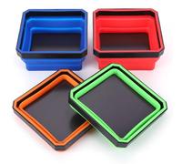 Kueohse Paquete 4 Bandejas Tornillos Magnéticas Plegables, Recipiente Silicona para Tornillos, Caja Almacenamiento Piezas Herramientas, Organizador Herramientas Carpintero y Fontanero