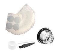 Kueohse Paquete De 1 CáPsulas Reutilizables con 100 Tapas De Aluminio, CáPsulas De Café Recargables De Acero Inoxidable para MáQuinas