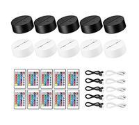 Kueohse Paquete de 10 Bases de LáMpara de Luz LED de Noche 3D + Control Remoto + Cable USB, Soporte de ExhibicióN de Luz de 16 Colores para AcríLico