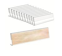 Kueohse Paquete de 12 Soportes Acrílicos para Placas Identificación de Escritorio, Transparentes, Pequeños, 2x8 Pulgadas Doble Cara, para Exhibir Letreros, Soportes Acrílicos para Nombres