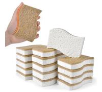 Kueohse Paquete de 15 Esponjas Naturales y Ecológicas para Platos: Esponja de Cocina Biodegradable con Estropajo de Compostable