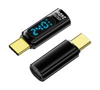 Kueohse Paquete de 2 Adaptadores Tipo C con Pantalla Digital, Conector PD 240W USB-C Macho A Hembra Que Admite Voltaje, Pantalla LED de Corriente