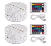 Kueohse Paquete de 2 Bases de LáMpara de Luz LED de Noche 3D + Control Remoto + Cable USB, Soporte de ExhibicióN de Luz de 16 Colores para AcríLico Agrietado