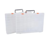 Kueohse Paquete de 2 Cajas Organizadoras Grandes de Plástico Transparente de 48 Rejillas con Divisores Ajustables, Organizadores de Cuentas para Almacenamiento de Joyas