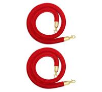 Kueohse Paquete de 2 Cuerdas de Terciopelo con Dorados, Cuerda de Control de Multitudes, Barrera de Seguridad, Decoración de Alfombra Roja, 5 Pies de Color Rojo