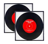 Kueohse Paquete de 2 Marcos Negros para de 12" X 12", Incluye Colgador para Exhibir Portadas de LP de Vinilo de 12" X 12"